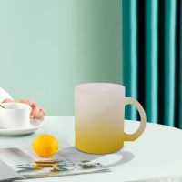 11oz Sublimation Blank Gradient Color Frosted Glass Mug-yellow