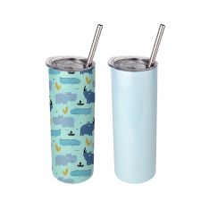 Sublimation 20oz rainbow shimmer straight skinny tumbler with straws -blue