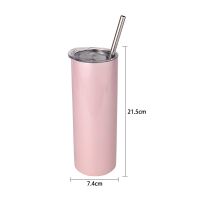 Sublimation 20oz rainbow shimmer straight skinny tumbler with straws -pink