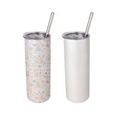 Sublimation 20oz rainbow shimmer straight skinny tumbler with straws -silver