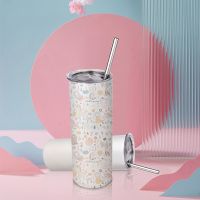 Sublimation 20oz rainbow shimmer straight skinny tumbler with straws -silver