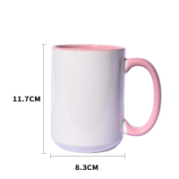Sublimation 15oz Inner and Handle Color Ceramic Mugs -light pink