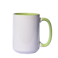Sublimation 15oz Inner and Handle Color  Ceramic Mugs -light green