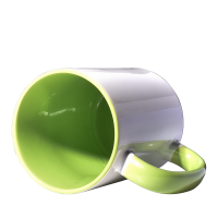 Sublimation 15oz Inner and Handle Color  Ceramic Mugs -light green
