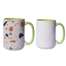 Sublimation 15oz Inner and Handle Color  Ceramic Mugs -light green