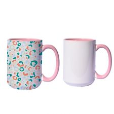 Sublimation 15oz Inner and Handle Color Ceramic Mugs -light pink