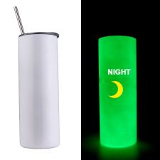 Sublimation 20oz glow in the dark straight  straw skinny tumblers-white