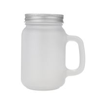 Sublimaton 12oz Frosted Glass Mason Jar With Handle and Lid