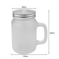 Sublimaton 12oz Frosted Glass Mason Jar With Handle and Lid