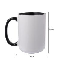 Sublimation 15oz Inner and Handle Color Ceramic Mugs -black(individual box)