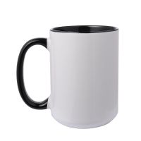 Sublimation 15oz Inner and Handle Color Ceramic Mugs -black(individual box)