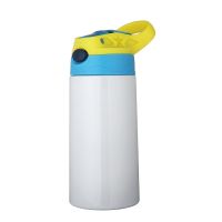 Sublimation Blank 12oz/350ml Children Straw Bottle-blue