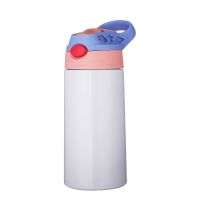 Sublimation Blank 12oz/350ml Children Straw Bottle-blue