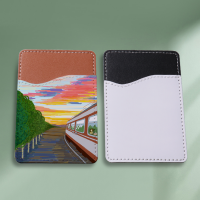 Sublimation PU leather Mobile phone card holder-  brown