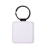 Sublimation Double-sided blank Leather keychains-square