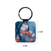 Sublimation Double-sided blank Leather keychains-square