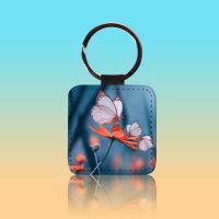 Sublimation Double-sided blank Leather keychains-square