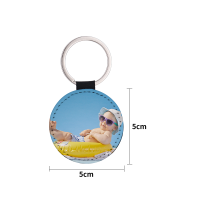 Sublimation Double-sided blank Leather keychains-round