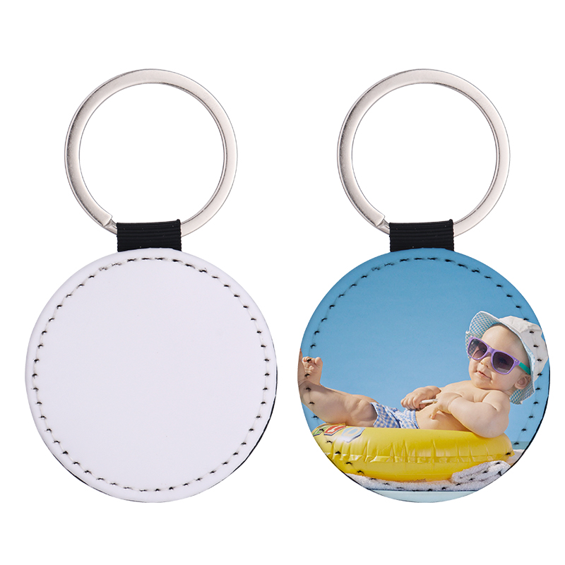 Sublimation Double-sided blank Leather keychains-round