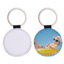 Sublimation Double-sided blank Leather keychains-round