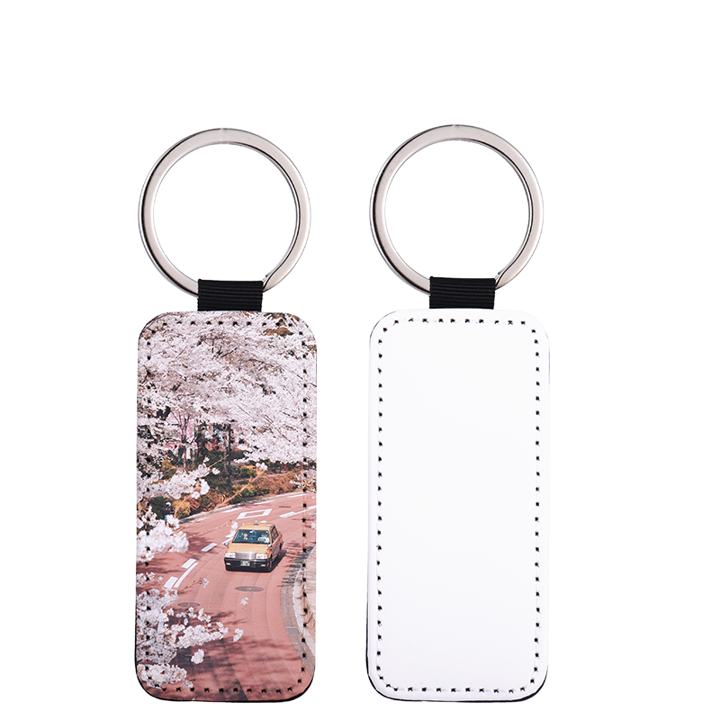 Sublimation Single-sided blank Leather keychains-rectangle