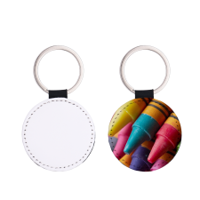 Sublimation Single-sided blank Leather keychains-round