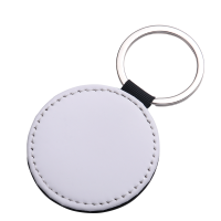 Sublimation Single-sided blank Leather keychains-round