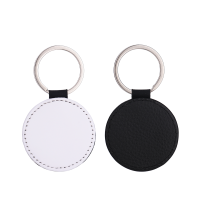 Sublimation Single-sided blank Leather keychains-round