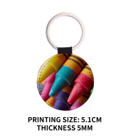 Sublimation Single-sided blank Leather keychains-round