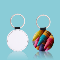 Sublimation Single-sided blank Leather keychains-round