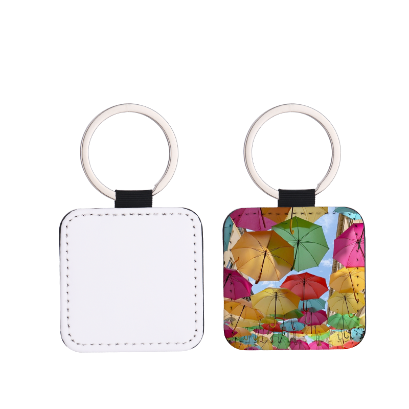 Sublimation Single-sided blank Leather keychains-square