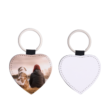 Sublimation Single-sided blank Leather keychains-heart