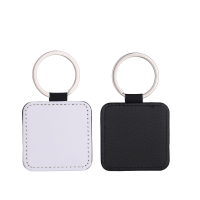 Sublimation Single-sided blank Leather keychains-square