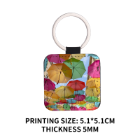 Sublimation Single-sided blank Leather keychains-square