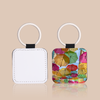 Sublimation Single-sided blank Leather keychains-square