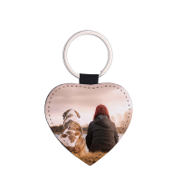 Sublimation Single-sided blank Leather keychains-heart