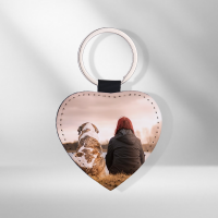 Sublimation Single-sided blank Leather keychains-heart