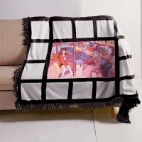 Sublimation 15 Panel Flannel Blankets With Black Tassel 125*150cm