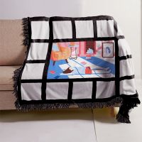 Sublimation 15 Panel Flannel Blankets With Black Tassel 100*125cm