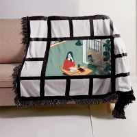 Sublimation 15 Panel Flannel Blankets With Black Tassel 100*150cm