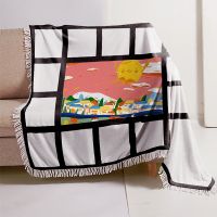 Sublimation 15 Panel Flannel Blankets With White Tassel 125*150cm