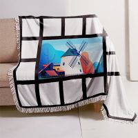 Sublimation 15 Panel Flannel Blankets With White Tassel 100*125cm