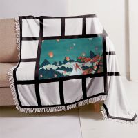 Sublimation 15 Panel Flannel Blankets With White Tassel 100*150cm