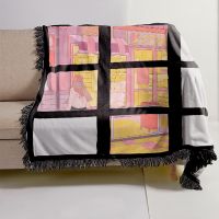 Sublimation 9 Panel Flannel Blankets With Black Tassel 125*150cm