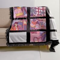 Sublimation 9 Panel Flannel Blankets With Black Tassel 100*125cm