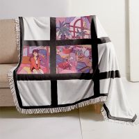 Sublimation 9 Panel Flannel Blankets With White Tassel 100*125cm