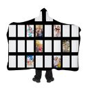 Sublimation Single layer Flannel Panel Hooded Blanket 100*150cm