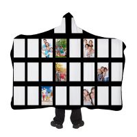 Sublimation Single layer Flannel Panel Hooded Blanket 100*125cm