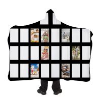 Sublimation Single layer Flannel Panel Hooded Blanket 125*150cm