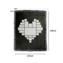 Double Layer Heart Panel Crystal Velvet Sublimation Blankets  With Black Tassel 125*150cm